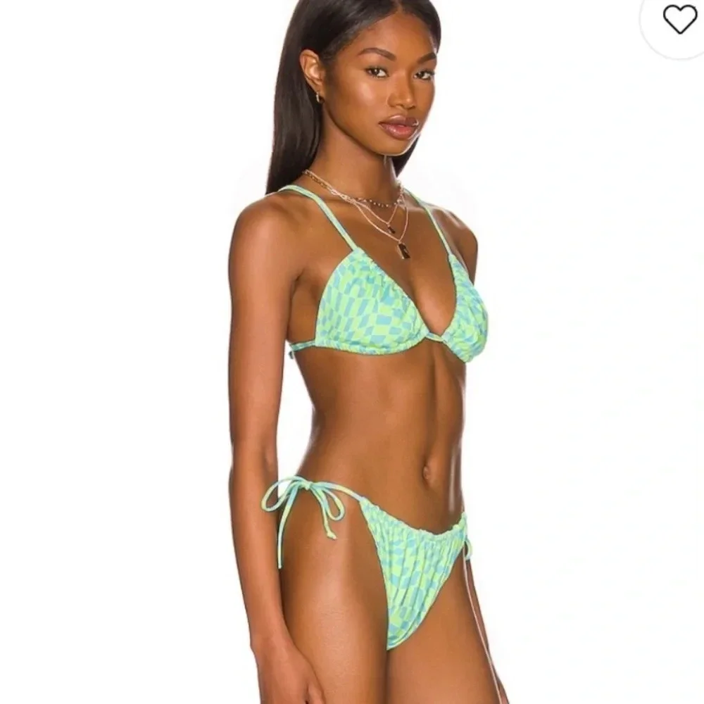New! It’s Now Cool x free people checkered wave green blue bikini 14316